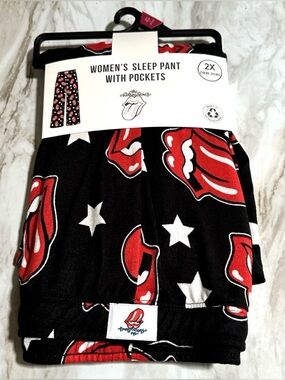 Women's Knit The Rolling Stones Sleep Pants with Pockets Pull-On Size 2XL
